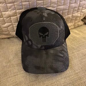 Baseball gray black camo style print punisher logo